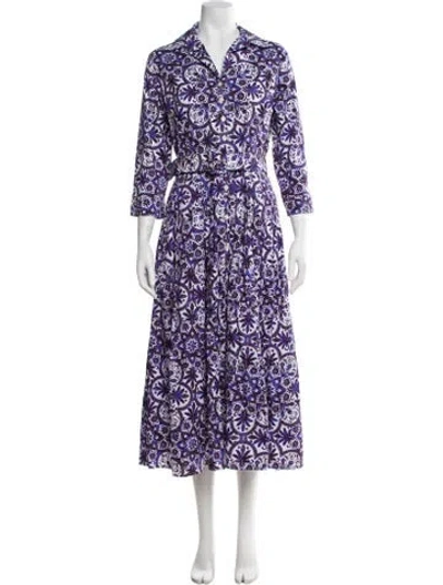 Pre-owned Samantha Sung Floral Print Long Dress W/ Tags In Blue