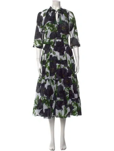 Pre-owned Samantha Sung Floral Print Long Dress W/ Tags In Multi