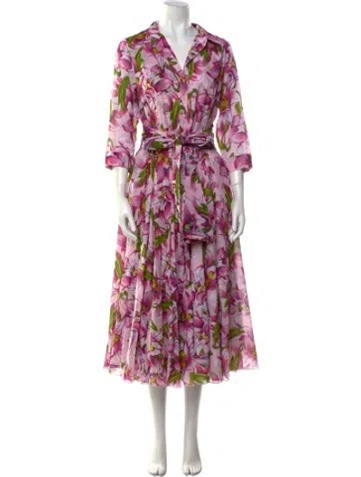 Pre-owned Samantha Sung Floral Print Long Dress W/ Tags In Pink