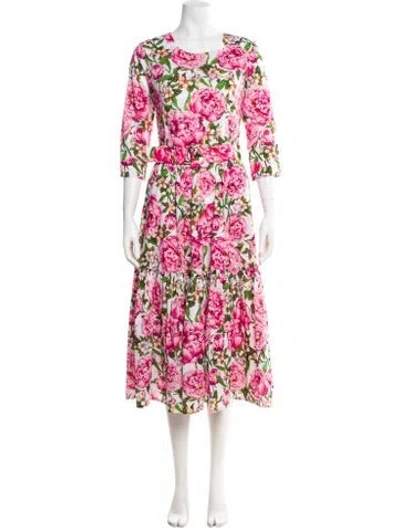 Pre-owned Samantha Sung Floral Print Long Dress W/ Tags In Pink