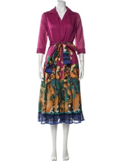 Pre-owned Samantha Sung Floral Print Long Dress W/ Tags In Pink