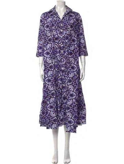 Pre-owned Samantha Sung Floral Print Long Dress W/ Tags In Purple