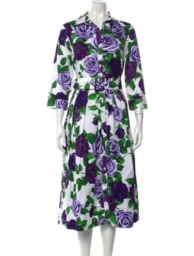 Pre-owned Samantha Sung Floral Print Long Dress W/ Tags In Purple