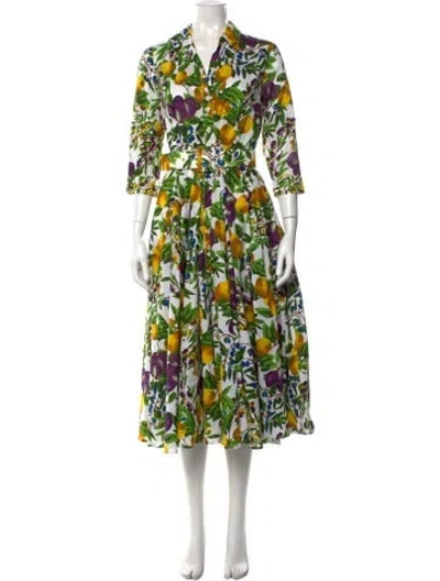 Pre-owned Samantha Sung Floral Print Long Dress W/ Tags In White