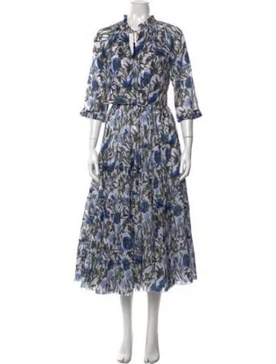 Pre-owned Samantha Sung Floral Print Long Dress W/ Tags In White