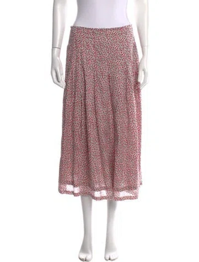 Pre-owned Samantha Sung Floral Print Long Skirt In White