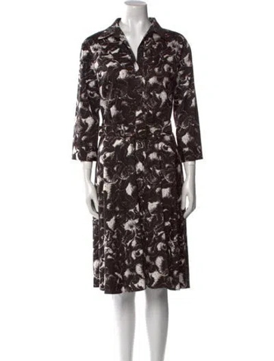 Pre-owned Samantha Sung Floral Print Midi Length Dress In Black