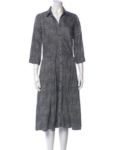 Pre-owned Samantha Sung Floral Print Midi Length Dress In Black