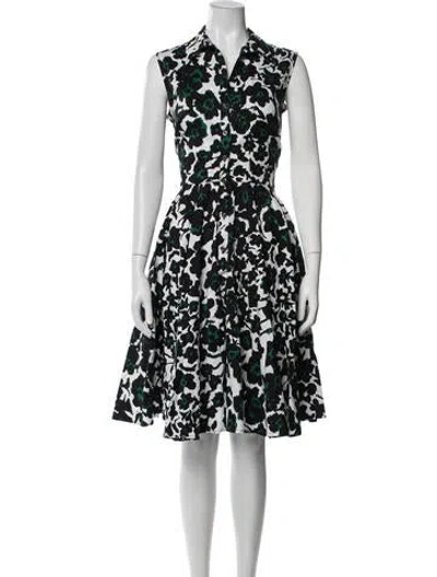 Pre-owned Samantha Sung Floral Print Midi Length Dress In Black
