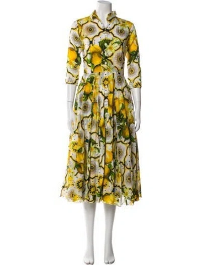 Pre-owned Samantha Sung Floral Print Midi Length Dress In Blue