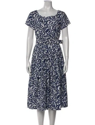 Pre-owned Samantha Sung Floral Print Midi Length Dress In Blue