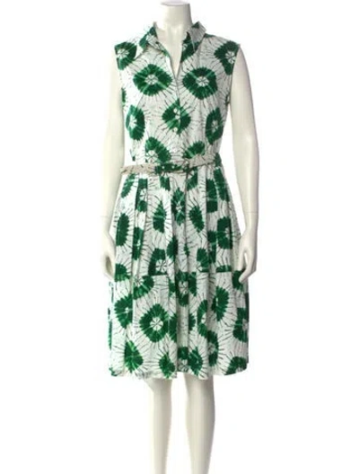 Pre-owned Samantha Sung Floral Print Midi Length Dress In Green