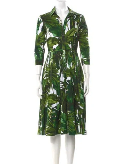 Pre-owned Samantha Sung Floral Print Midi Length Dress In Green