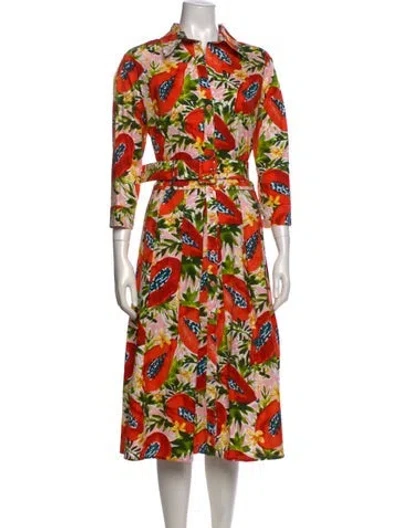 Pre-owned Samantha Sung Floral Print Midi Length Dress In Multi