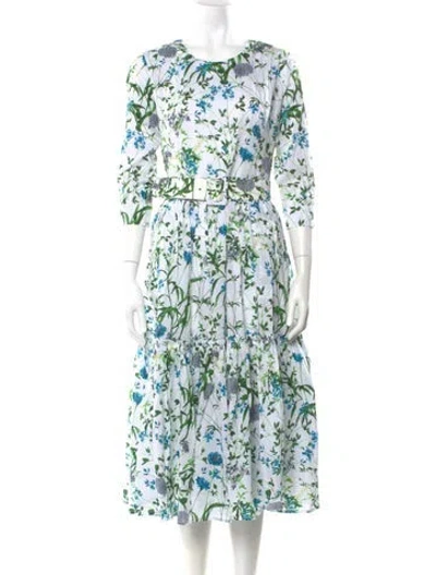 Pre-owned Samantha Sung Floral Print Midi Length Dress In Multi