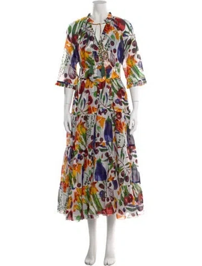 Pre-owned Samantha Sung Floral Print Midi Length Dress In Multi