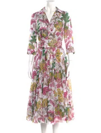 Pre-owned Samantha Sung Floral Print Midi Length Dress In Multi