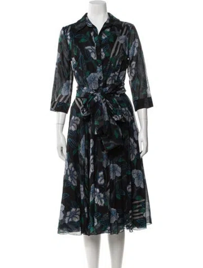 Pre-owned Samantha Sung Floral Print Midi Length Dress In Multi