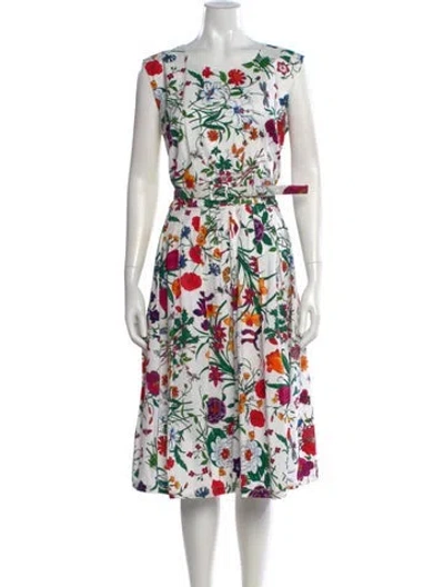 Pre-owned Samantha Sung Floral Print Midi Length Dress In Multi