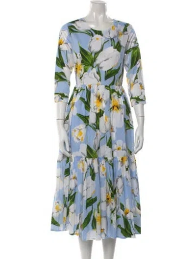 Pre-owned Samantha Sung Floral Print Midi Length Dress In Multi