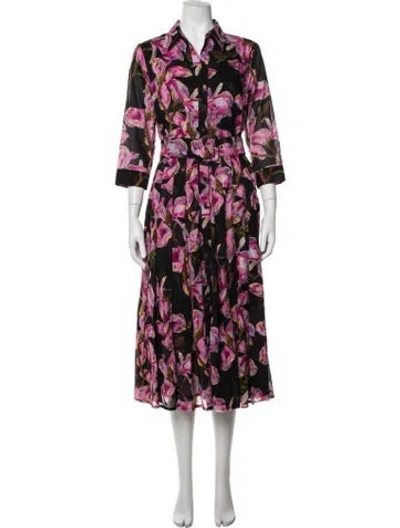 Pre-owned Samantha Sung Floral Print Midi Length Dress In Multicolor