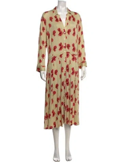 Pre-owned Samantha Sung Floral Print Midi Length Dress In Neutral