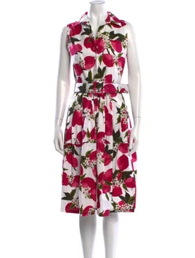 Pre-owned Samantha Sung Floral Print Midi Length Dress In Neutral