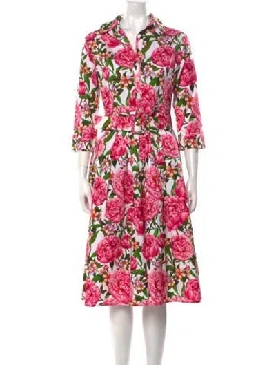 Pre-owned Samantha Sung Floral Print Midi Length Dress In Pink