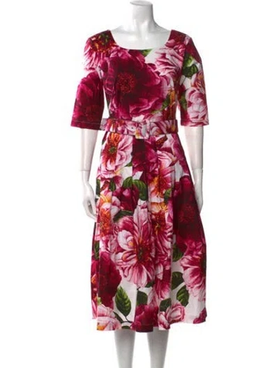 Pre-owned Samantha Sung Floral Print Midi Length Dress In Pink