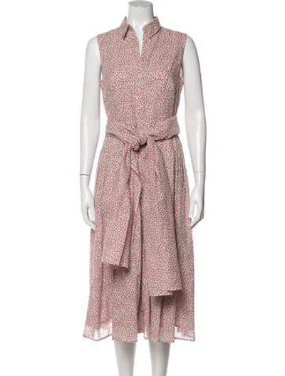 Pre-owned Samantha Sung Floral Print Midi Length Dress In Pink