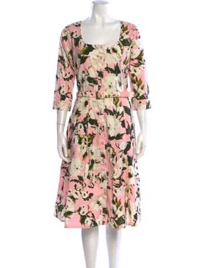 Pre-owned Samantha Sung Floral Print Midi Length Dress In Pink