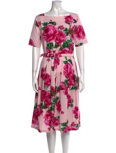 Pre-owned Samantha Sung Floral Print Midi Length Dress In Pink