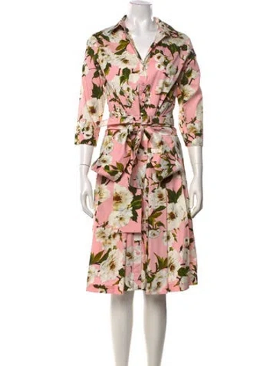 Pre-owned Samantha Sung Floral Print Midi Length Dress In Pink