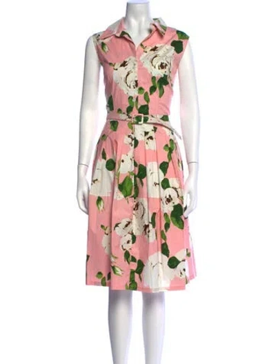 Pre-owned Samantha Sung Floral Print Midi Length Dress In Pink