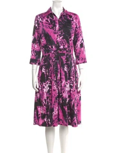 Pre-owned Samantha Sung Floral Print Midi Length Dress In Purple