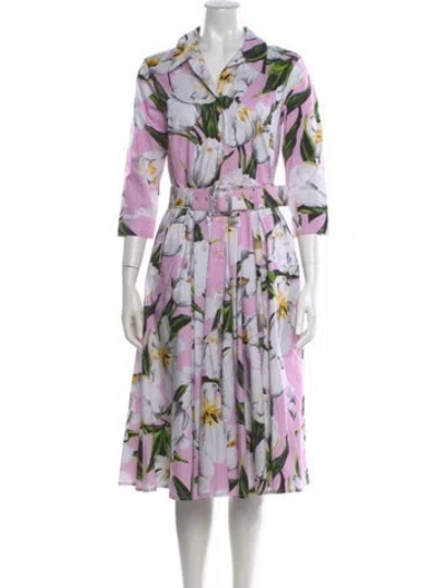 Pre-owned Samantha Sung Floral Print Midi Length Dress In Purple