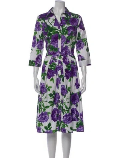 Pre-owned Samantha Sung Floral Print Midi Length Dress In Purple