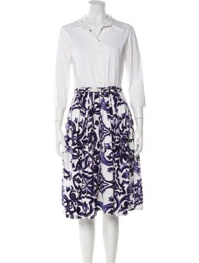 Pre-owned Samantha Sung Floral Print Midi Length Dress In Purple