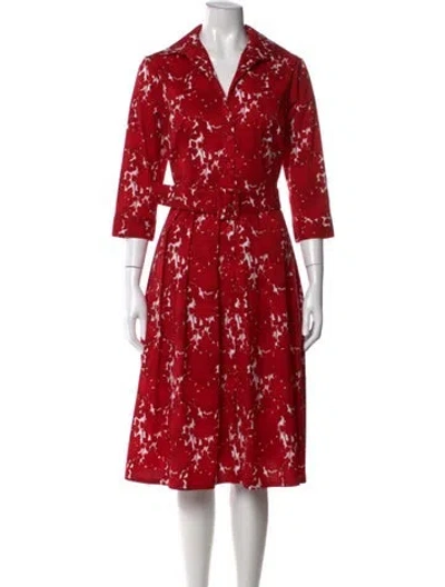 Pre-owned Samantha Sung Floral Print Midi Length Dress In Red