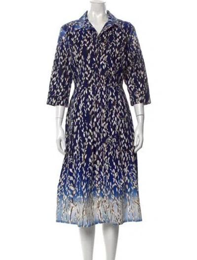 Pre-owned Samantha Sung Floral Print Midi Length Dress W/ Tags In Blue