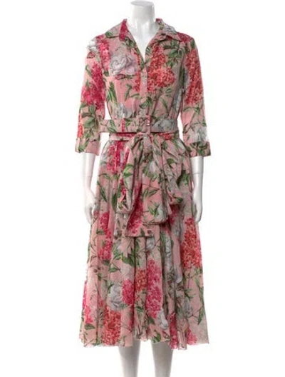 Pre-owned Samantha Sung Floral Print Midi Length Dress W/ Tags In Multi
