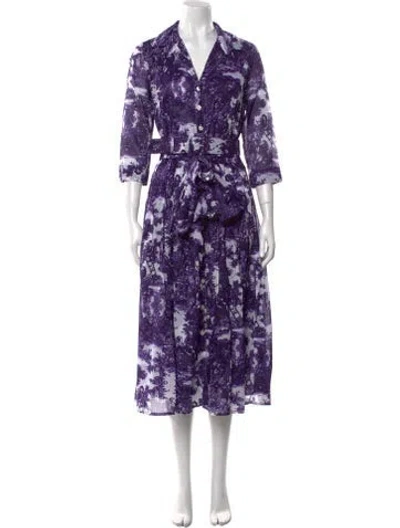 Pre-owned Samantha Sung Floral Print Midi Length Dress W/ Tags In Multi