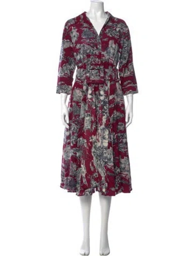Pre-owned Samantha Sung Floral Print Midi Length Dress W/ Tags In Multi