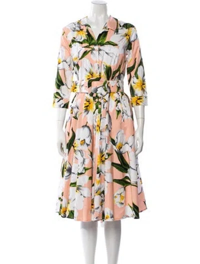 Pre-owned Samantha Sung Floral Print Midi Length Dress W/ Tags In Multi
