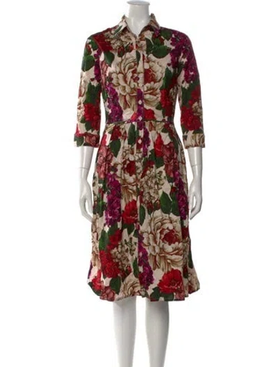Pre-owned Samantha Sung Floral Print Midi Length Dress W/ Tags In Multi