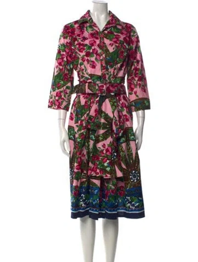 Pre-owned Samantha Sung Floral Print Midi Length Dress W/ Tags In Multicolor