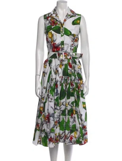 Pre-owned Samantha Sung Floral Print Midi Length Dress W/ Tags In Neutral
