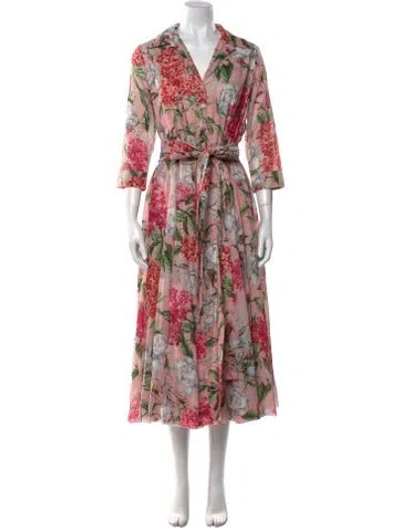 Pre-owned Samantha Sung Floral Print Midi Length Dress W/ Tags In Pink