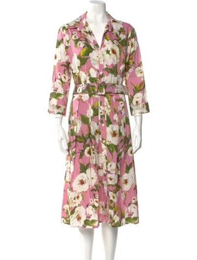 Pre-owned Samantha Sung Floral Print Midi Length Dress W/ Tags In Pink