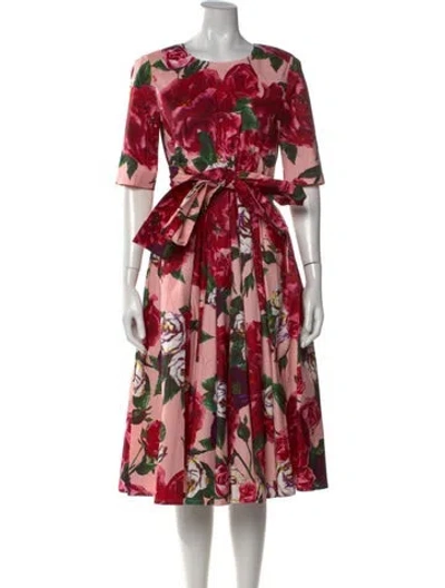 Pre-owned Samantha Sung Floral Print Midi Length Dress W/ Tags In Pink